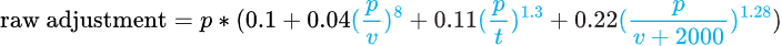 KTC raw adjustment formula with fractions highlighted